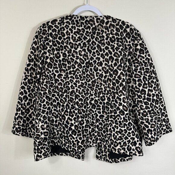 Chico's Open Front Blazer Leopard Print Women's Sz 3 / 16 Jacquard Jacket - Picture 10 of 11